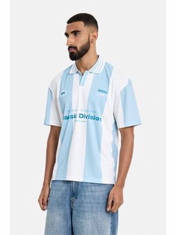 Snitch - White Stripes Half Sleeves Oversized Casual Polo T-Shirt