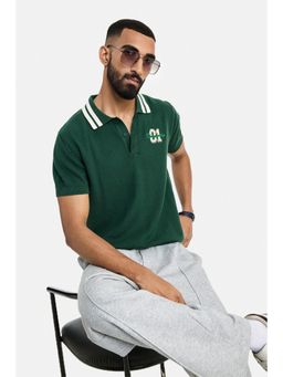 Snitch - Green Solid Half Sleeves Regular Casual Polo T-Shirt