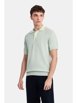 Snitch - Mint Textured Half Sleeves Regular Casual Polo T-Shirt
