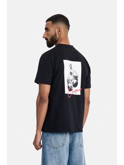 Snitch - Black Graphic Half Sleeves Regular Casual T-Shirt for Men