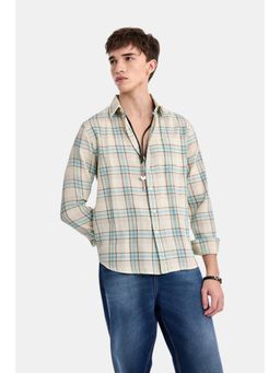 Snitch - Cream Checks Full Sleeves Regular Casual Shirt for Men