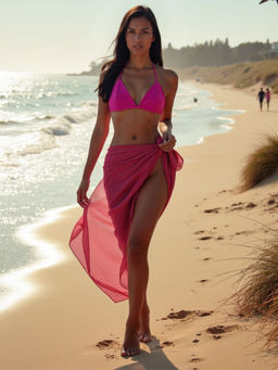 AOBA - Red Printed Wrap-Around Swim Cover-Up Sarong