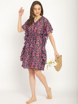 AOBA - Women Floral Printed Swimwear Cover-Up Dress