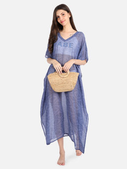 AOBA - Women Blue Printed Cover-up Kaftan