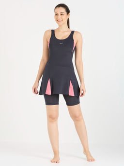 Black Panther - Women Grey Swim Frock with Shorts