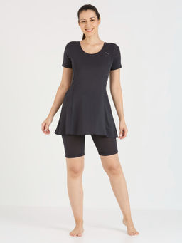 Black Panther - Women Grey Swim Frock with Shorts