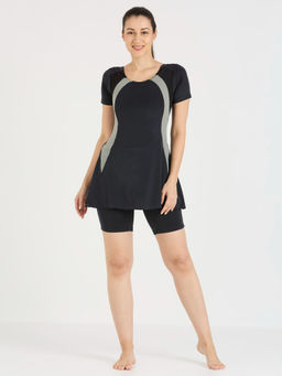 Black Panther - Women Grey Swim Frock with Shorts