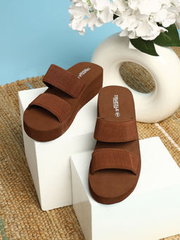 Truffle Collection - Women Brown Solid Wedges