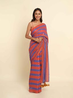 Suta - Multi-Color Stripes Cotton Blend Saree