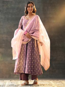 Libas - Purple Anarkali with Palazzo and Dupatta