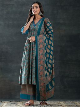 Libas - Teal Anarkali with Palazzo and Dupatta