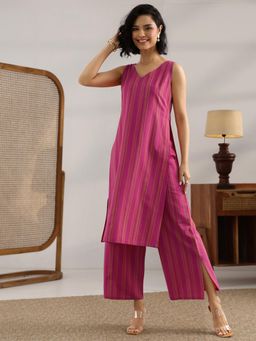 Libas - Pink Striped Printed Co-Ord Set