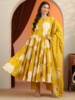 Libas - Yellow Anarkali with Pant and Dupatta