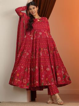 Libas - Red Anarkali with Pant and Dupatta
