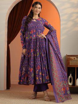 Libas - Purple Anarkali with Pant and Dupatta