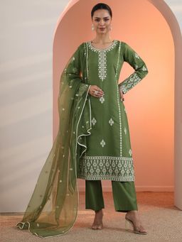 Libas - Olive Green Kurta with Pant and Dupatta