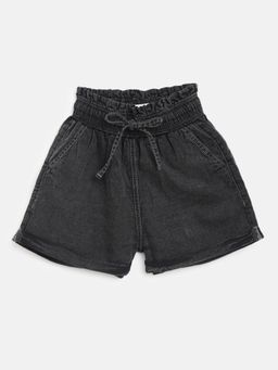Tales & Stories - Girls Black Cotton Blend Regular Fit Solid Shorts