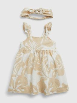 GAP - Girls Leaf Print Ruffle Detail Dress with Headband