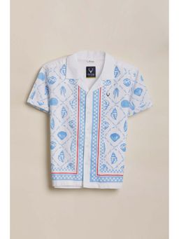 Allen Solly - Boys White Regular Fit Print Casual Shirt