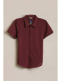 Allen Solly - Boys Maroon Slim Fit Solid Casual Shirt