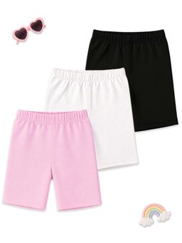 Kuchipoo - Girls Multi-Color Pure Cotton Shorts (Pack of 3)