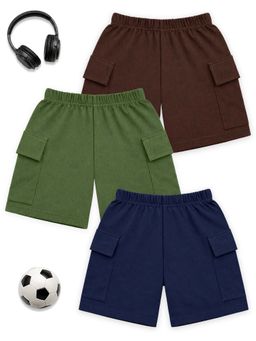 Kuchipoo - Boys Multi-Color Regular Fit Cotton Shorts (Pack of 3)