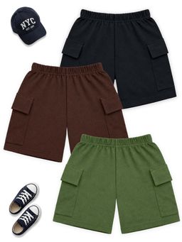 Kuchipoo - Boys Multi-Color Regular Fit Cotton Shorts (Pack of 3)