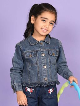 Superminis - Navy Blue Denim Collar Neck Jacket