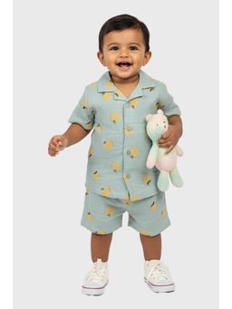 Putchi - Green Cotton Collar Neck Half Sleeves Shirt With Shorts