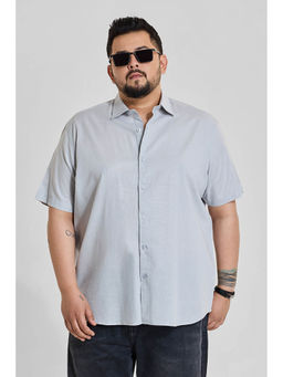 Snitch - Light Grey Solid Half Sleeves Regular Casual Plus Size Shirt for Men