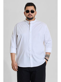 Snitch - White Solid Three Fourth Sleeves Regular Casual Plus Size Shirt for Men