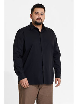 Snitch - Black Solid Full Sleeves Regular Formal Plus Size Shirt for Men
