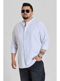 Snitch - White Stripes Full Sleeves Regular Casual Plus Size Shirt for Men
