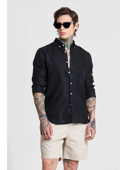 Snitch - Black Plain Full Sleeves Slim Casual Shirt for Men
