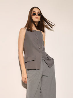 ONLY - Women Grey Solid Waistcoat
