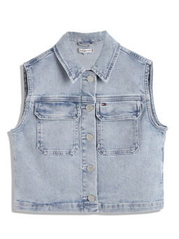 Tommy Hilfiger - Girls Blue Solid Denim Jacket