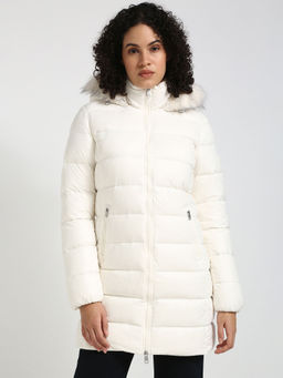 Tommy Hilfiger - Women Off White Solid Puffer Jacket