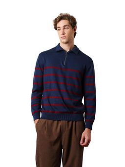 The Bear House - Men Pure Cotton Striped Full Sleeves Sweatshirt