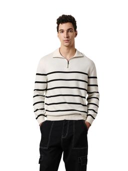 The Bear House - Men Pure Cotton Striped Full Sleeves Sweatshirt