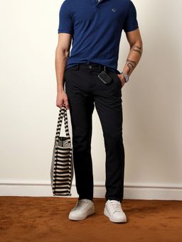 The Bear House - Men Solid Slim Fit Casual Trouser