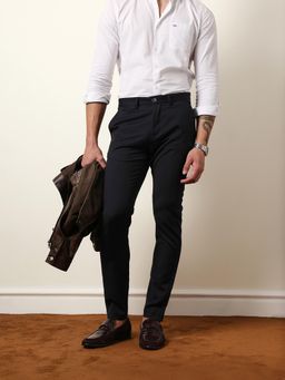 The Bear House - Men Solid Slim Fit Formal Trouser