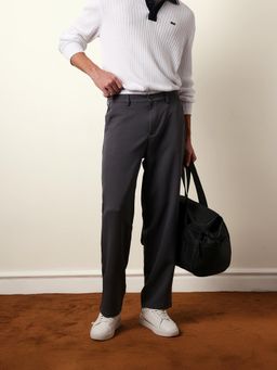 The Bear House - Men Solid Relax Fit Casual Trouser