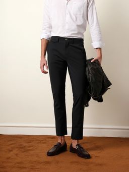 The Bear House - Men Solid Slim Fit Formal Trouser