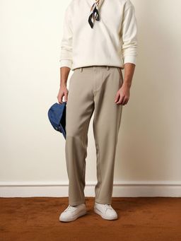 The Bear House - Men Solid Relax Fit Casual Trouser