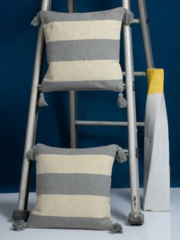 HOSTA HOMES - Pure Cotton Hand Tufted Cushion Covers Pack of 2 Blue (16x16 inches)