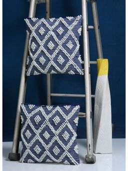 HOSTA HOMES - Pure Cotton Hand Tufted Cushion Covers Pack of 2 Multi-Color (16x16 inches)