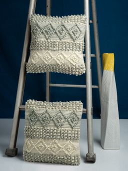 HOSTA HOMES - Pure Cotton Hand Tufted Cushion Covers Pack of 2 Multi-Color (16x16 inches)