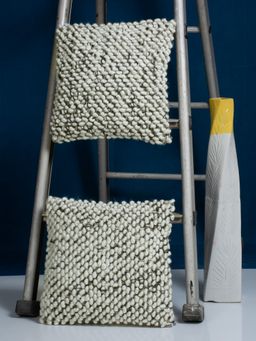 HOSTA HOMES - Pure Cotton Hand Tufted Cushion Covers Pack of 2 Multi-Color (16x16 inches)