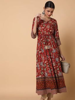 SHOWOFF - Women Floral Maroon Anarkali Kurta