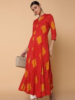 SHOWOFF - Women Anarkali Empire Red Bandhani Kurta